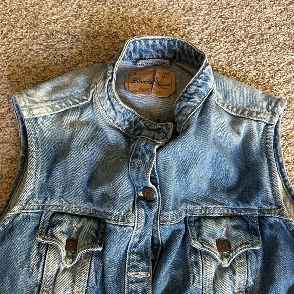 Vintage Levi Strauss Signature Blue Denim Vest Women's Size Medium Button Up - Picture 3 of 6